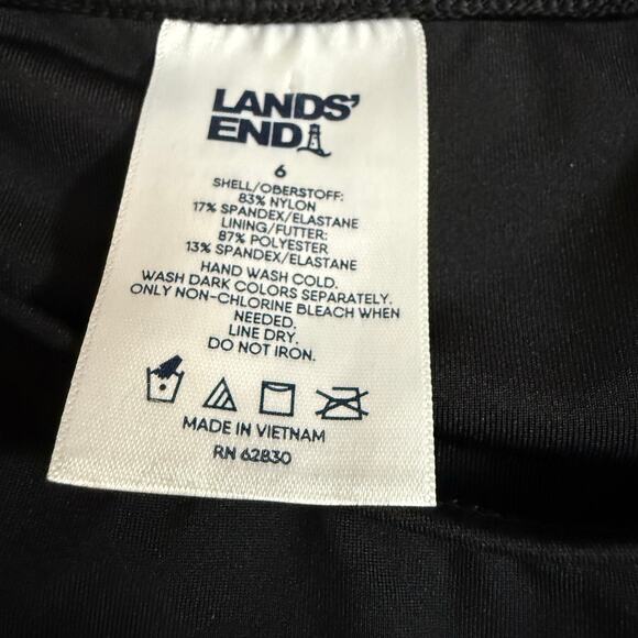 Lands’ End Black Ruched UPF 50 Swim Top Size 6 | Cap Sleeve Rash Guard - Picture 3 of 5
